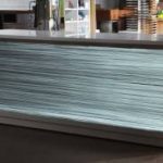 ranslucent concrete panel illuminated from within, with visible fiber texture