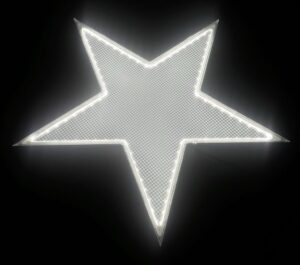 Custom star-shaped LED light panel for backlighting translucent surfaces, made by Nu World Lighting