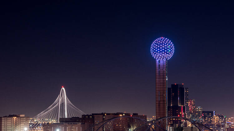 Dallas skyline featuring Reunion Tower, a landmark of Texas architecture