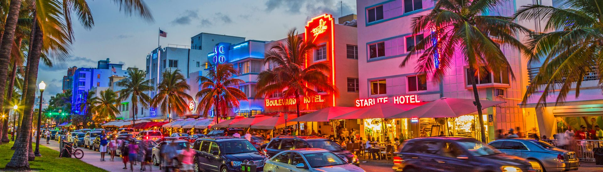 Ocean Drive Art Deco buildings in South Beach Miami